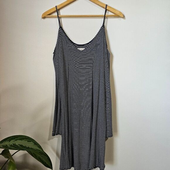 EUC ABERCROMBIE & FITCH STRIPED COLD SHOULDER TANK SHORT DRESS BELL SLEEVES SZ M - Picture 2 of 12